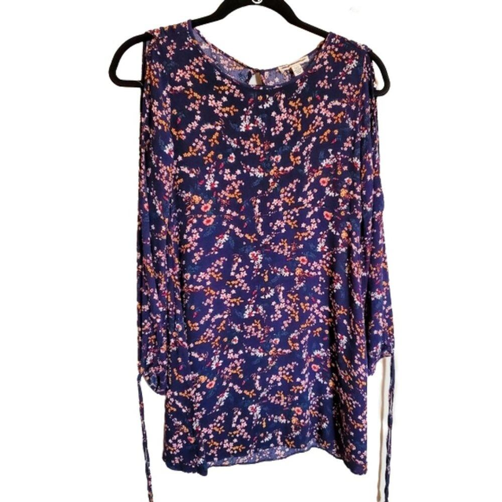 🔥 American Eagle Floral Boho Dress Long Sleeve Off / Cold Shoulder Women's XS